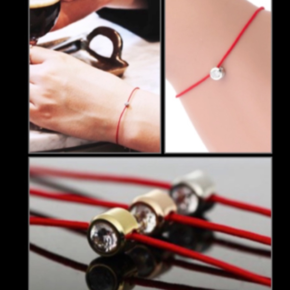 18k rose gold Swarovski red string bracelet